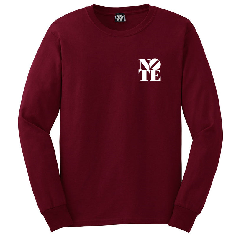 NOTE Bee Back cardinal red/white long sleeve T shirt