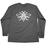 NOTE Bee Back dark heather grey long sleeve T shirt