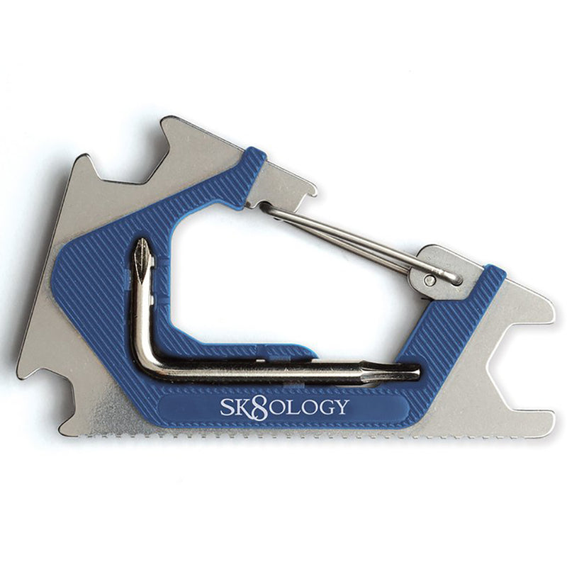 Sk8ology skateboard tool carabiner 2.0 blue/silver