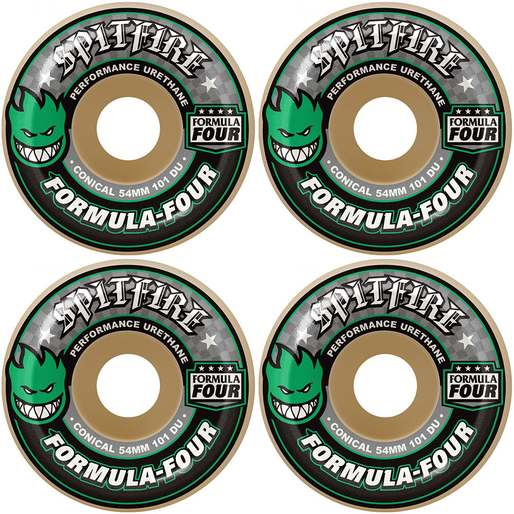 Spitfire Formula Four Conical Green Print 101du wheels 52mm