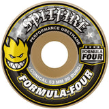 Spitfire Formula Four Conical 99DU Yellow Print Wheels 54mm