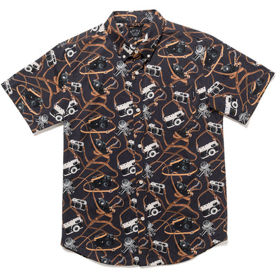 The Quiet Life Camera Strap Button Down short sleeve shirt black