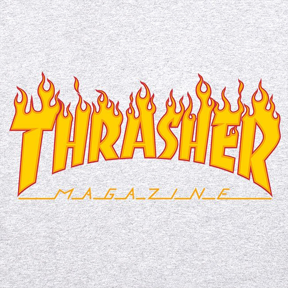 Thrasher Flame Logo hood heather grey