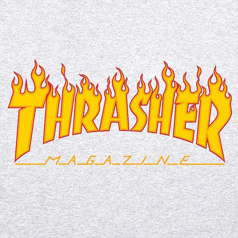 Thrasher Flame Logo hood heather grey