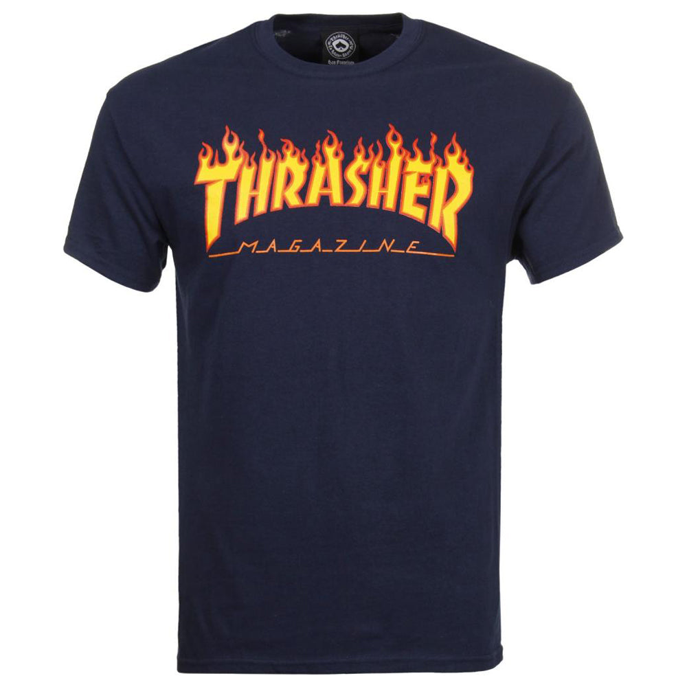 Thrasher Flame Logo T shirt navy