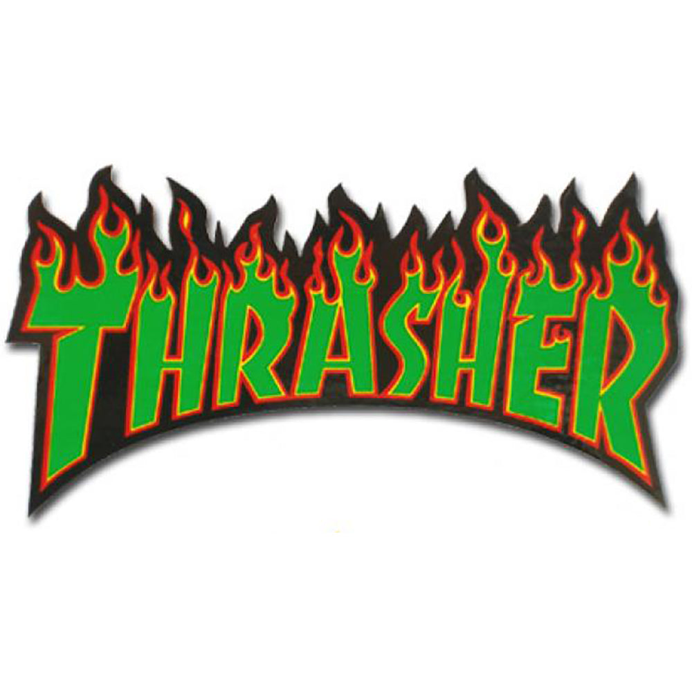 Thrasher Flame Logo Sticker Green Large