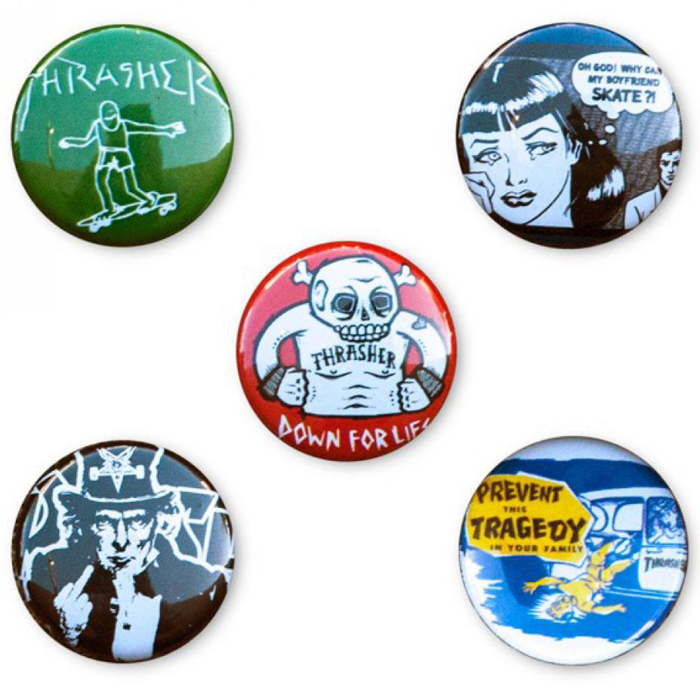 Thrasher Usual Suspects pin badge 5 pack